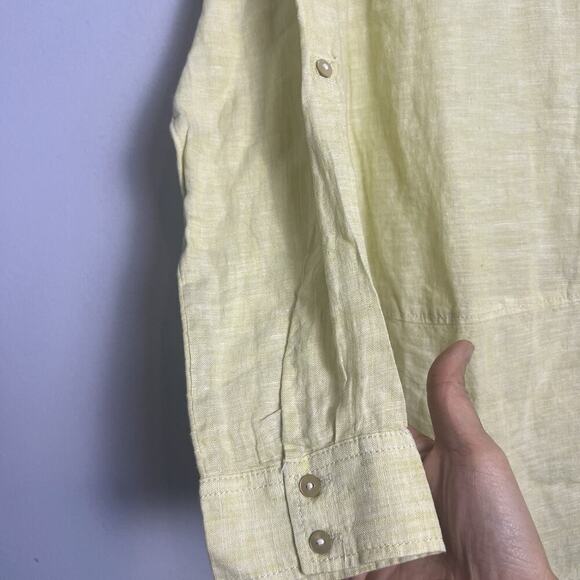 NWT Tahari Women's Linen Button Up Tunic Roll Tab Lime Green Sz M Vacation Beach - Picture 9 of 16